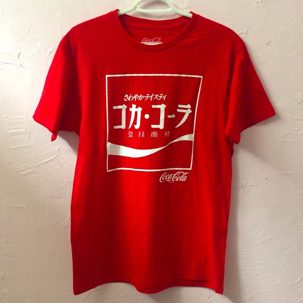 Japanese Coca Cola Logo Red T Shirt Genuine Merch Japan Language Characters New